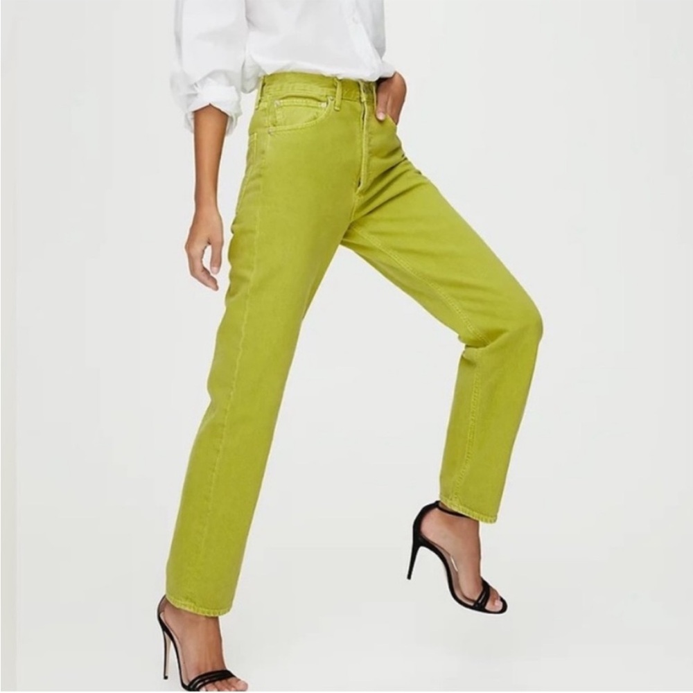 Agolde 90s Jeans Matcha Green Loose Fit Button Fly Straight Leg High Rise Sz 28 - Picture 2 of 16